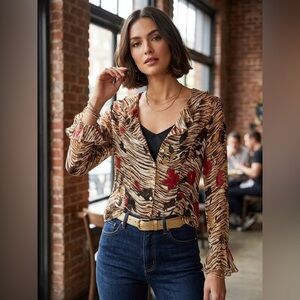 Tess Studio 100% Silk Sheer Blouse